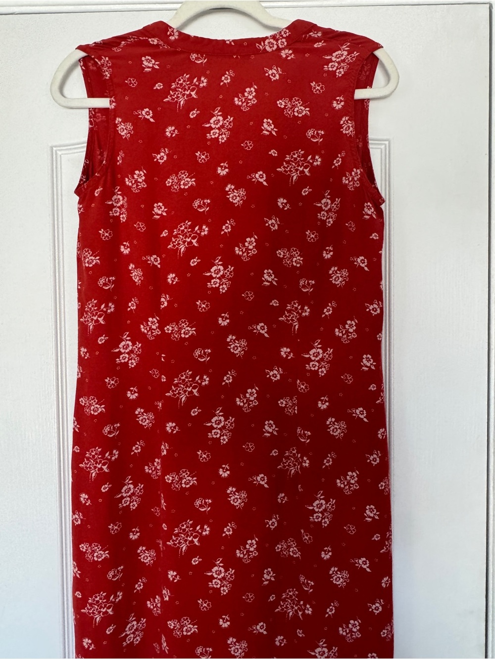 Vintage 90s Eddie Bauer Red Floral Rayon Button Front Maxi Dress M - Picture 5 of 10